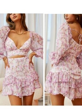 Selfie Leslie Pink Floral Ruffle Mini Skirt